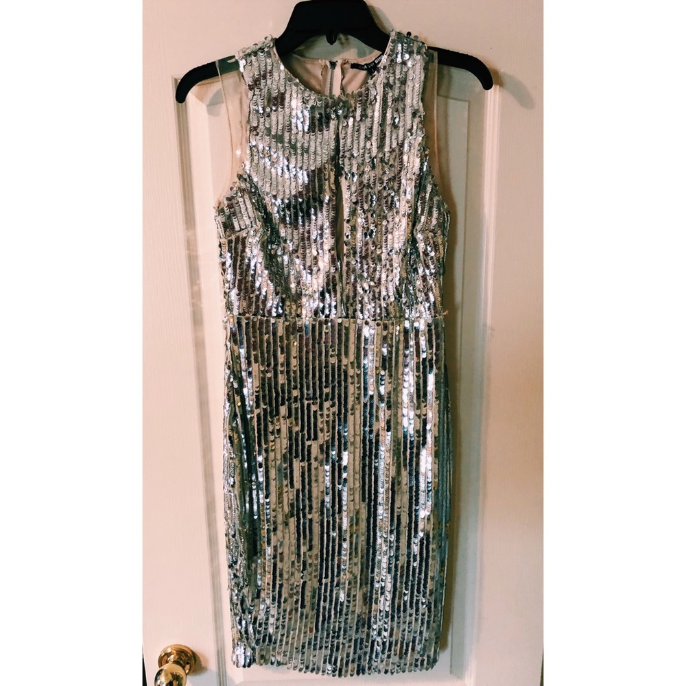 Silver Sequin Gianni Bini Cocktail Dress